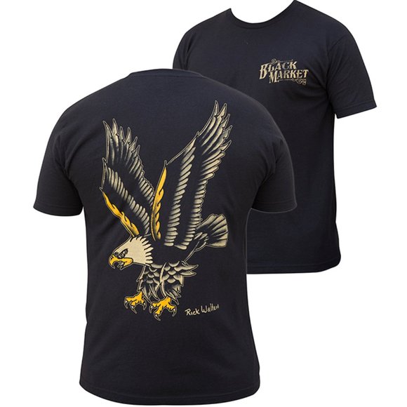 Eagle Tattoo Art by Rick Walters Black Tee S-2XL - Picture 2 of 3